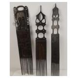 Three  African rosewood combs