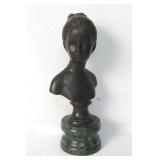 An antique Bronze bust of a girl