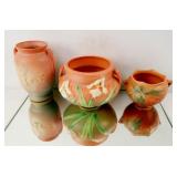 Roseville "Iris" "Bleeding Heart" and "Ixia"