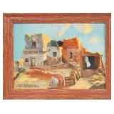 Attributed to Carl Oscar Borg oil on canvas-Pueblo