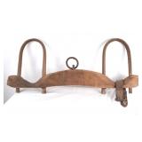 Large Antique Wood carved and Iron  Ox Yoke