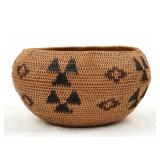 Washoe/Pauite Woven Polychrome Basket with Quail
