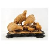 An Antique Japanese Stone Carved Raptor Group