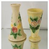 Roseville "Rozane Line" vase and candle holder