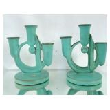 Roseville "Moderne" triple bud vases - rare