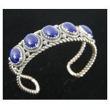 Navajo Silver 5 stone lapis lazuli bracelet