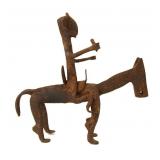 African Iron Horse and Rider Sculpture
