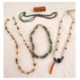 Group of beaded amber & bone jewelry