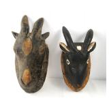 Two Baule Goat (Je) dance mask w horns