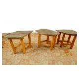 Western Log Art Stone top Side Tables