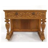 American oak carved library table