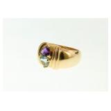 14kt Gold Aquamarine & amethyst ring