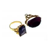 14kt Gold Amethyst ring and pendant