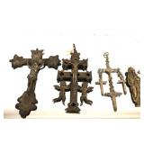 Brass reliquary cross, plus others
