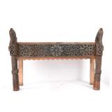 Antique Nuristan Highly Carved wood horse bench