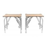 Pair Hollywood Regency mirrored side tables -