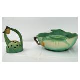 Roseville " Pine Cone" center bowl and frog