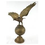 An Antique Brass Eagle on Globe Finial