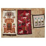 Three Navajo Pictorial weavings including Yei