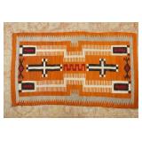 Navajo rug - orange ground w crosses