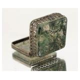 Chinese Translucent jade pill box - filigree