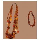 2 Vintage Amber necklaces