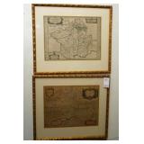 2 Antique Maps of Gallia and Moscoviah