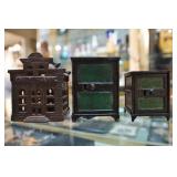 Three Antique Cast Iron Banks "City Bank"