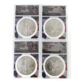 FOUR 2021 ANACS -MS70 SILVER EAGLES