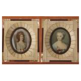 Two Antique Hand painted miniature portraits