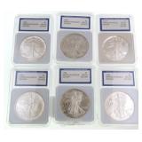 6 US Silver Eagle Dollar Proofs IGS MS70