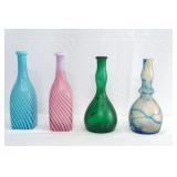 4 Art glass hand blown bottles