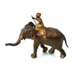 Austrian cold paint bronze -  Elephant & Rider