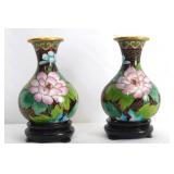 Pair of Japanese Cloisonne Vases on stands