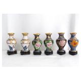 Six Japanese Cloisonne Vases on stands