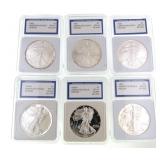 6 US Silver Eagle Dollar Proofs IGS MS70