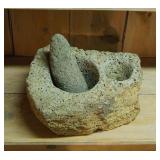 Mexican Volcanic Grinding Stone Metate & Mono