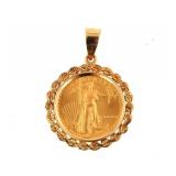 1986 $10 Gold Eagle 14kt Gold Bezel Pendant