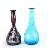 2 Mary Gregory handpainted barber bottles