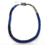 Native Am Blue Cobalt Trade Bead Necklace ca. 1850