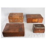 Collection of 4 Inlaid wood Desk & leather Boxes