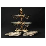Shell Art Epergne with grape motif - 3pcs