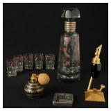 Deco liqueur set, perfume, lighter - 9pcs
