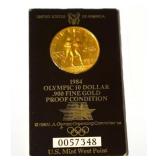 1984 Olympic $10 - .900 fine Gold Proof Coin