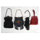 Beaded antique evening purses - 4pcs