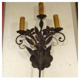 Pair wrought iron wall sconces