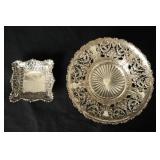 Antique Pierced Sterling Silver footed trays - 2