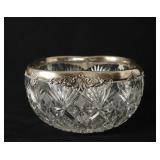 Shreve Am. Brilliant Cut Glass & Sterling Bowl