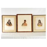 Three McKenney & Hall Native Colored Engravings