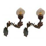 Pair Antique wrought iron one-light  fixtures